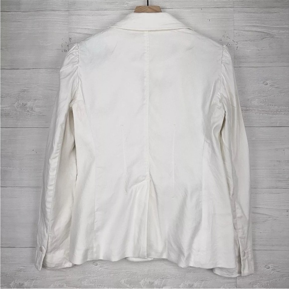 Anthropologie White Collared Linen Elvire Blazer Jacket - Picture 7 of 12